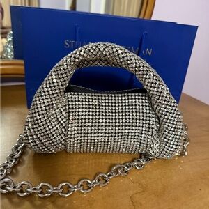 Stuart Weitzman Sparkling Silver Rhinestone Mini Bag